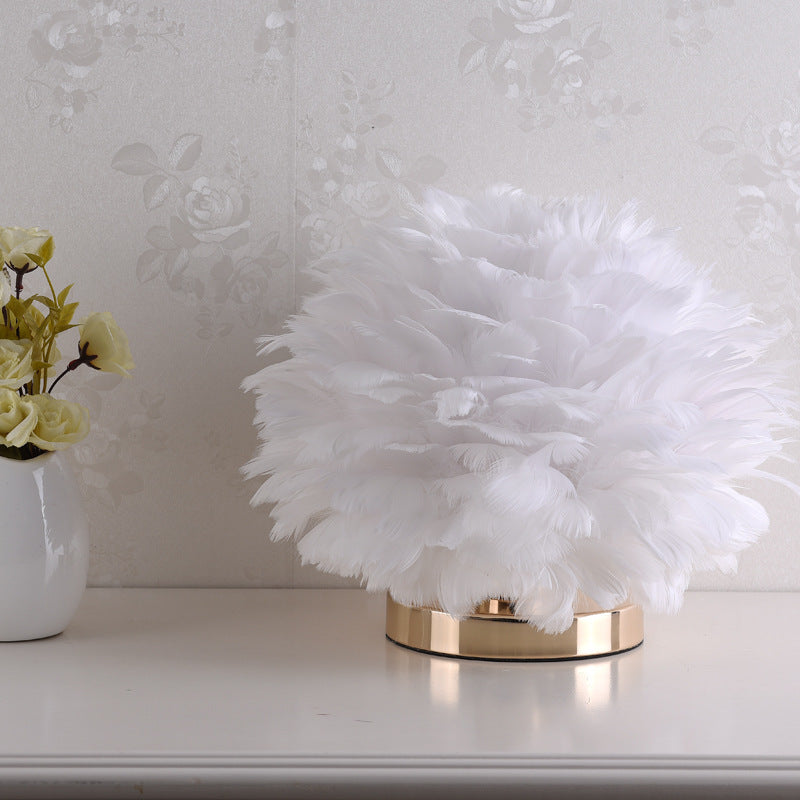 Stornfield | Luxury Feather Table Lamp for Bedroom or Bedside Table