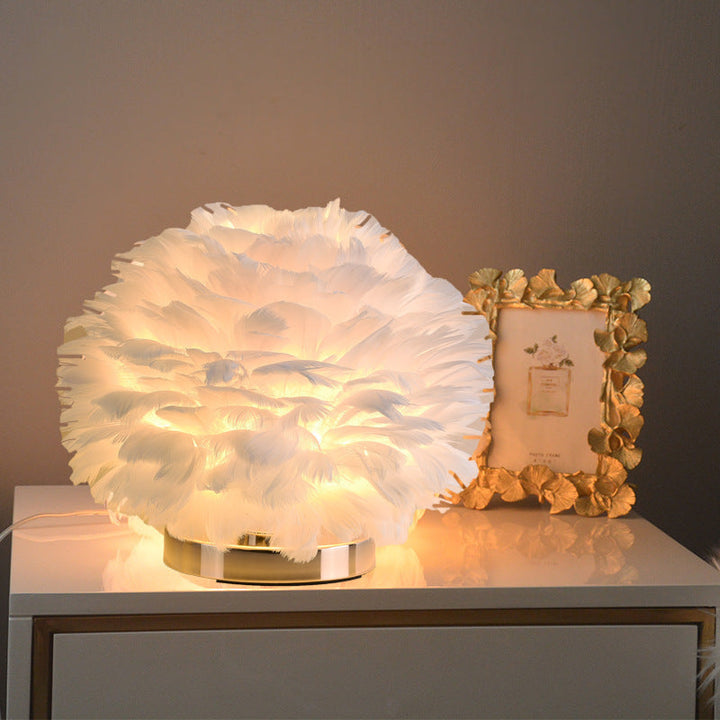 Stornfield | Luxury Feather Table Lamp for Bedroom or Bedside Table