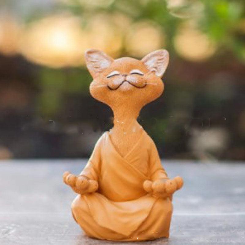 Stornfield | Playful Black Buddha Cat Figurine Collectible Meditation Yoga Happy Cat Home Decor Garden Decoration Garden Ornament