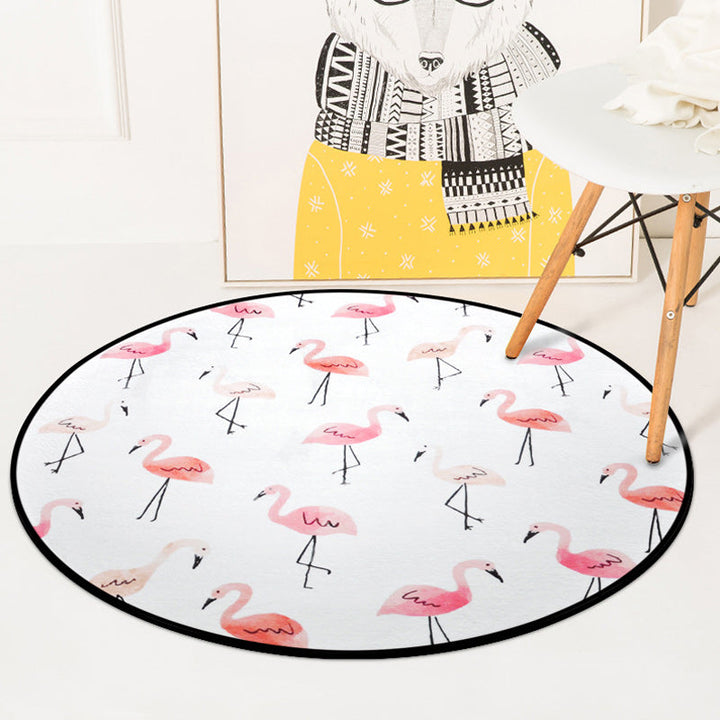 Stornfield | Stylish children's rug in white and blue with animal pattern flamingo bear lion in polyester washable rug for children's room