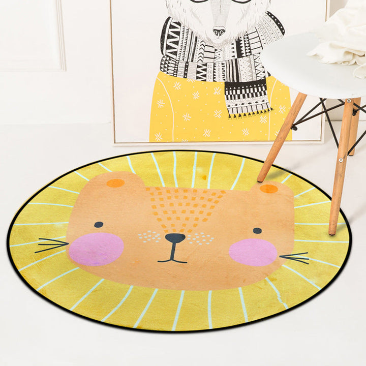 Stornfield | Stylish children's rug in white and blue with animal pattern flamingo bear lion in polyester washable rug for children's room