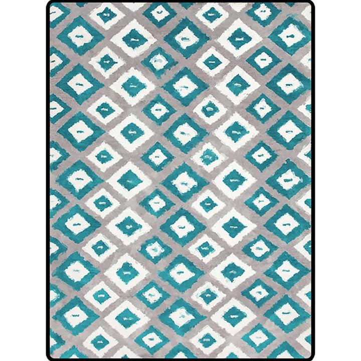 Stornfield | Blue and Grey Bedroom Rug Geometric Diamond Pattern Novelty Area Rug Pet-Friendly Polyester Mat