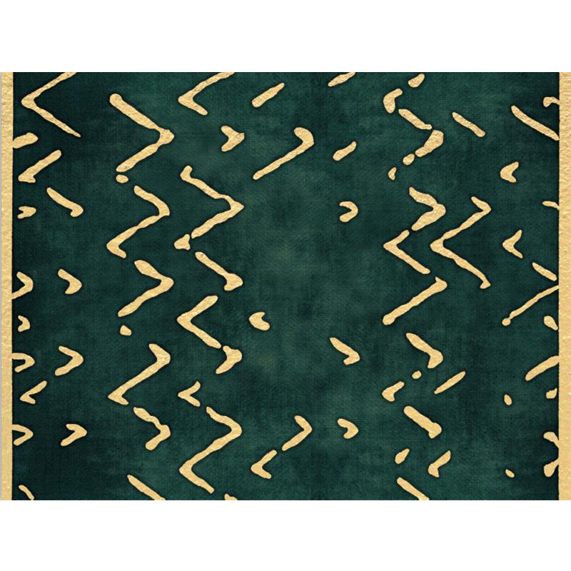 Stornfield | Original living room rug with green line geometric pattern Polyester rug, pet-friendly area rug
