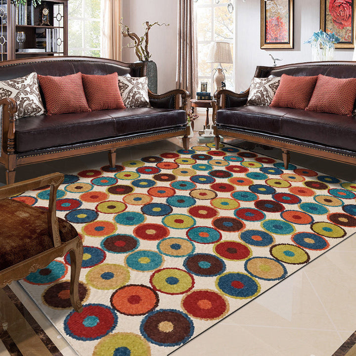 Stornfield | Nordic Novelty Red and Yellow Circles Geometric Pattern Dotted Waves Pet Friendly Polyester Area Rug for Indoor Home Décor