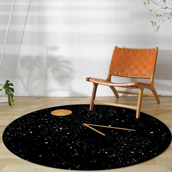 Stornfield | Innovative Space Printed Rug Black Non-Slip Washable Polyester Rug for Living Room
