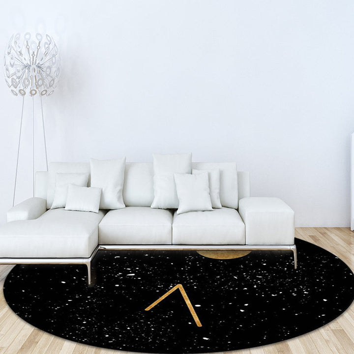 Stornfield | Innovative Space Printed Rug Black Non-Slip Washable Polyester Rug for Living Room