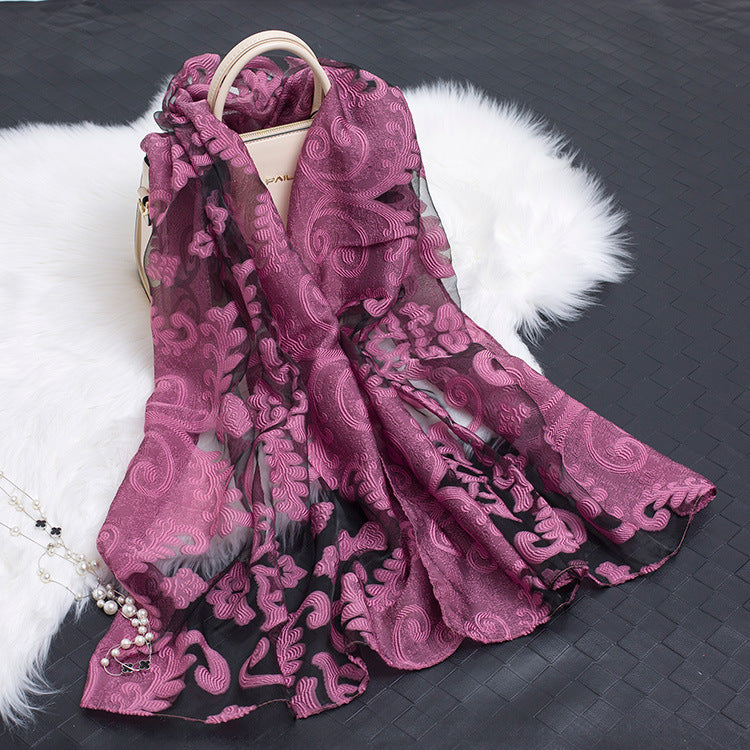 Stornfield | Silk scarf with cut flowers hollow motif