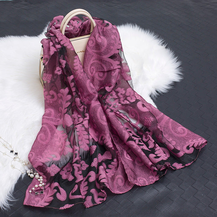 Stornfield | Silk scarf with cut flowers hollow motif