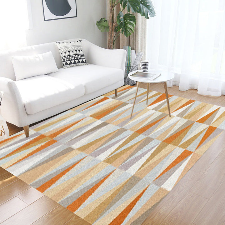 Stornfield | North Sea Novelty Orange Geometric Triangle Pattern Rug Washable Polyester Rug for Home Decor