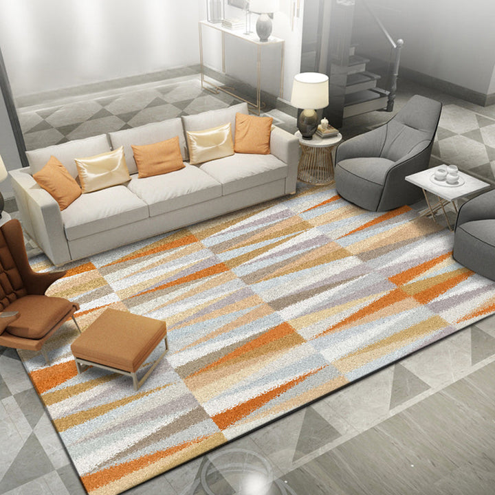 Stornfield | North Sea Novelty Orange Geometric Triangle Pattern Rug Washable Polyester Rug for Home Decor