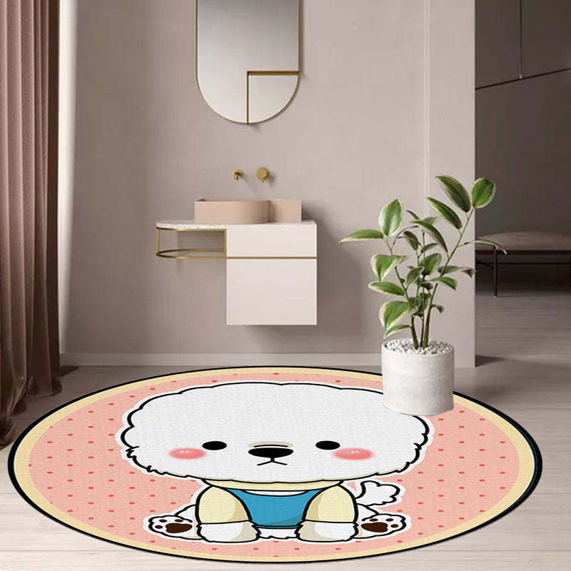Stornfield | Children's rug with animal print, dog, star, strawberry in purple and red, non-slip polyester mat