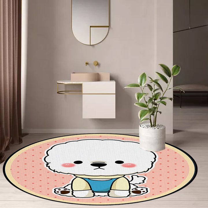 Stornfield | Children's rug with animal print, dog, star, strawberry in purple and red, non-slip polyester mat