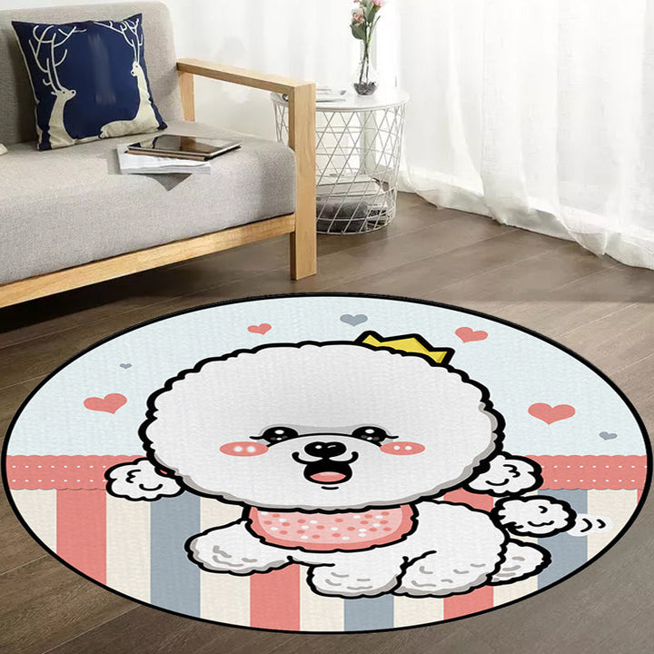 Stornfield | Children's rug with animal print, dog, star, strawberry in purple and red, non-slip polyester mat