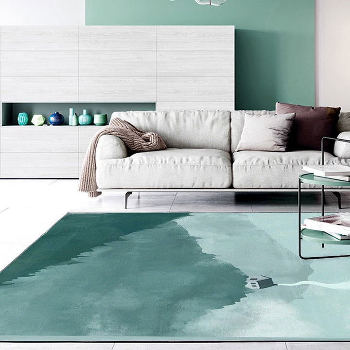 Stornfield | Large Modern Mountain House Pattern Geographical Polyester Rug Non-Slip Mat