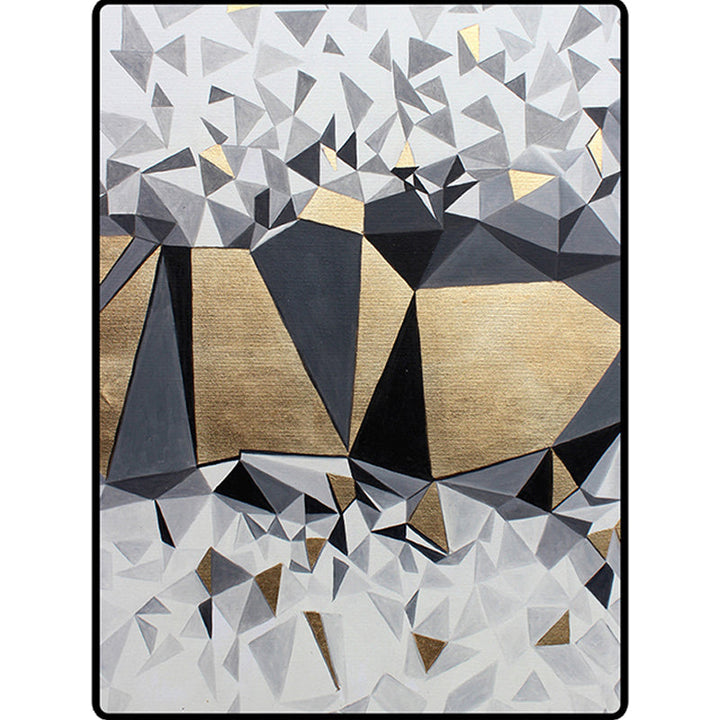 Stornfield | Innovative Living Room Rug in Grey and Gold, Irregular Geometric Print Carpet, Polyester, Non-Slip, Washable