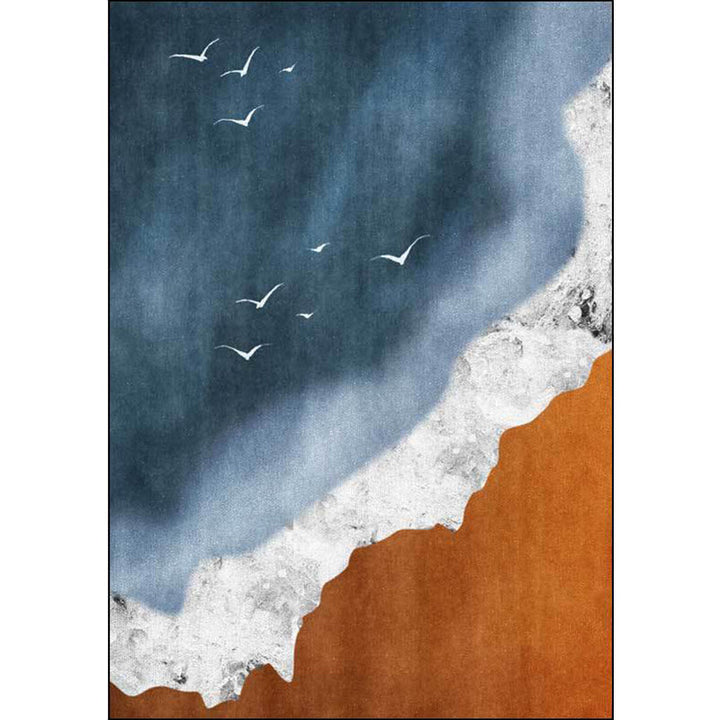 Stornfield | Brown and Blue Contemporary Polyester Geometric Pattern Washable Rug with Non-Slip Backing Living Room Rug