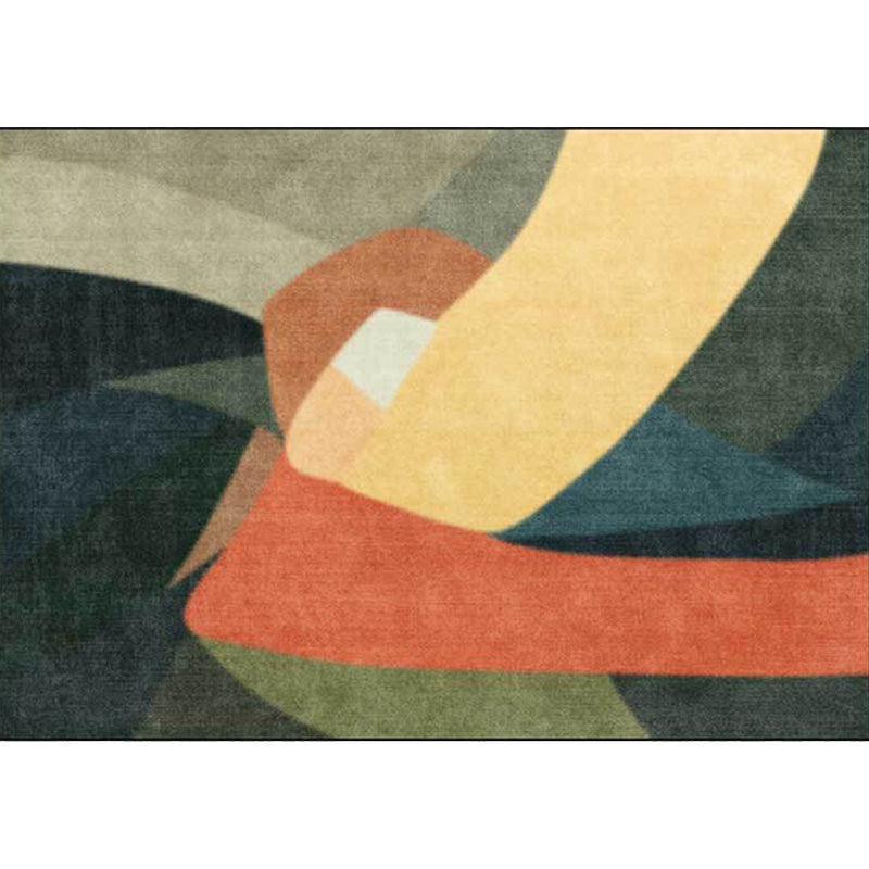 Stornfield | Original Living Room Rug Colorful Block Print Rug Stain Resistant Polyester Rug Washable Area Rug