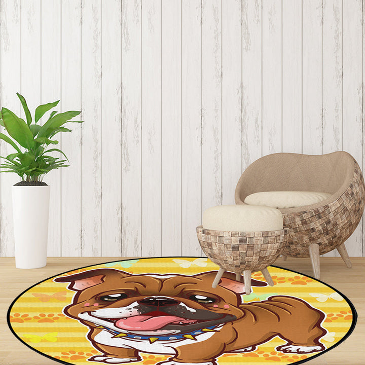 Stornfield | Beautiful polyester children's rug with a dog, banana and pink and yellow balloon pattern, washable rug for kids' room