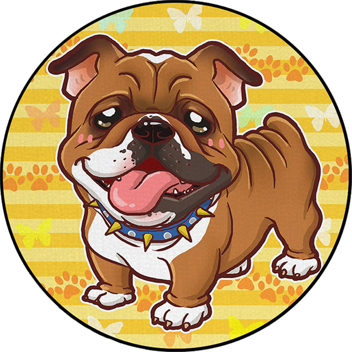Stornfield | Beautiful polyester children's rug with a dog, banana and pink and yellow balloon pattern, washable rug for kids' room