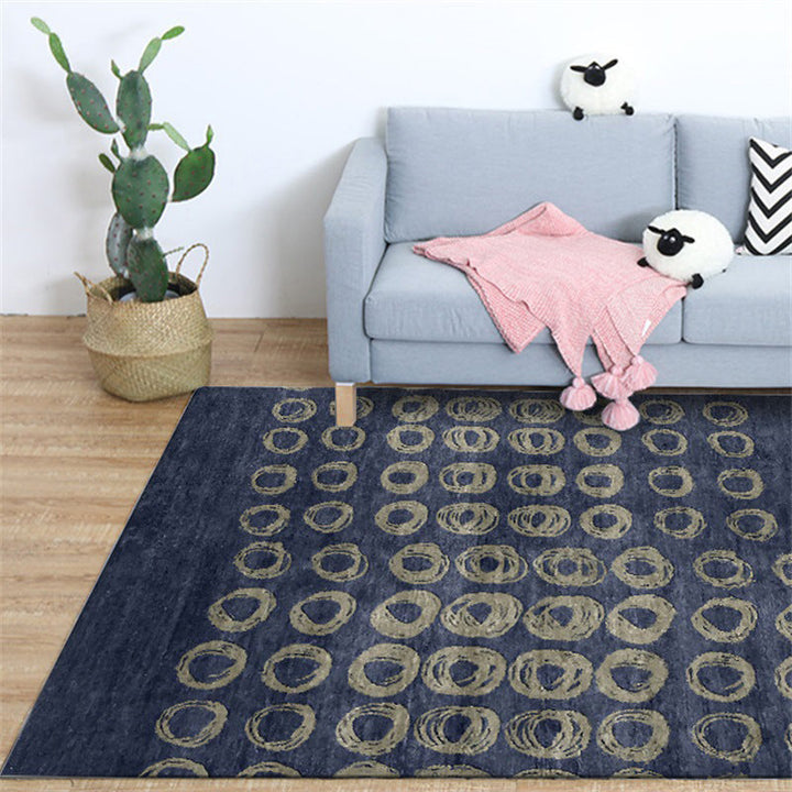 Stornfield | Original Blue Geometric Circle Polyester Living Room Rug, Non-Slip, Washable Area Rug