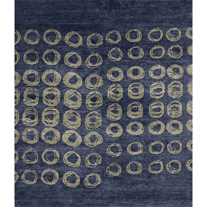 Stornfield | Original Blue Geometric Circle Polyester Living Room Rug, Non-Slip, Washable Area Rug