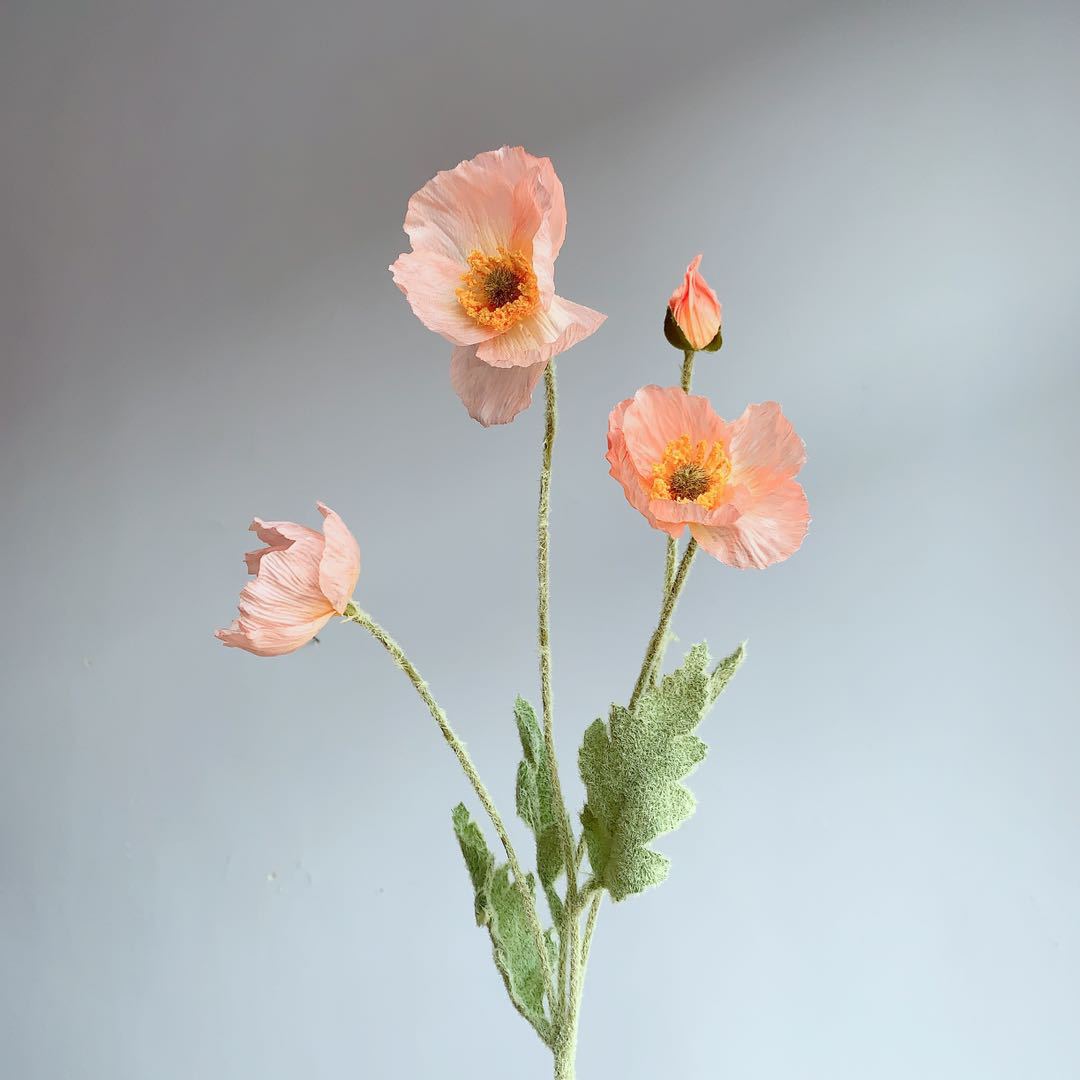 Lifelike Poppy Flower Stem