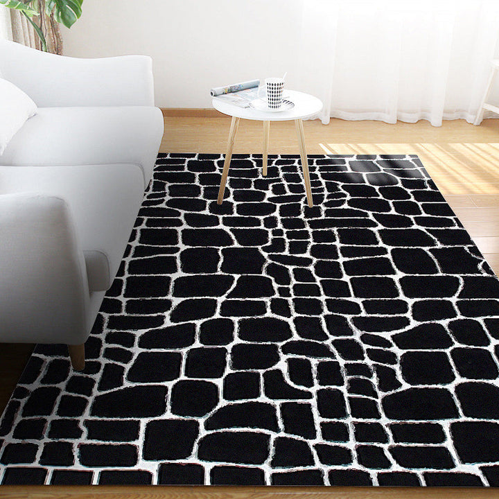 Stornfield | Black and White Crocodile Pattern Contemporary Polyester Rug Washable Non-Slip Backing Living Room Rug
