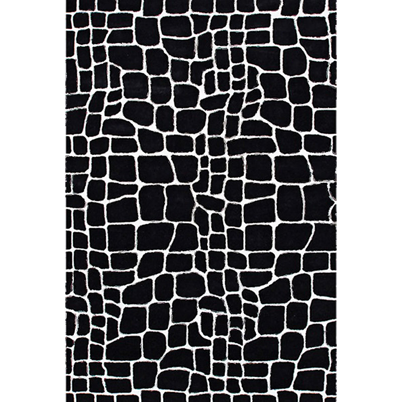 Stornfield | Black and White Crocodile Pattern Contemporary Polyester Rug Washable Non-Slip Backing Living Room Rug
