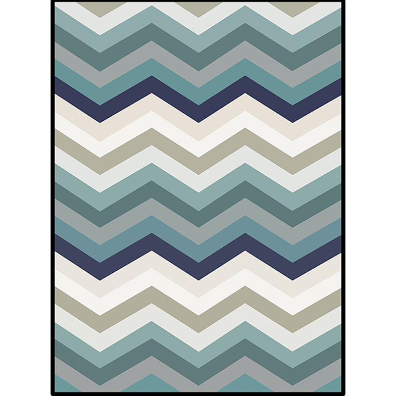 Stornfield | Blue Bedroom Rug New Arrival Geometric Wave Pattern Stain Resistant Polyester Rug