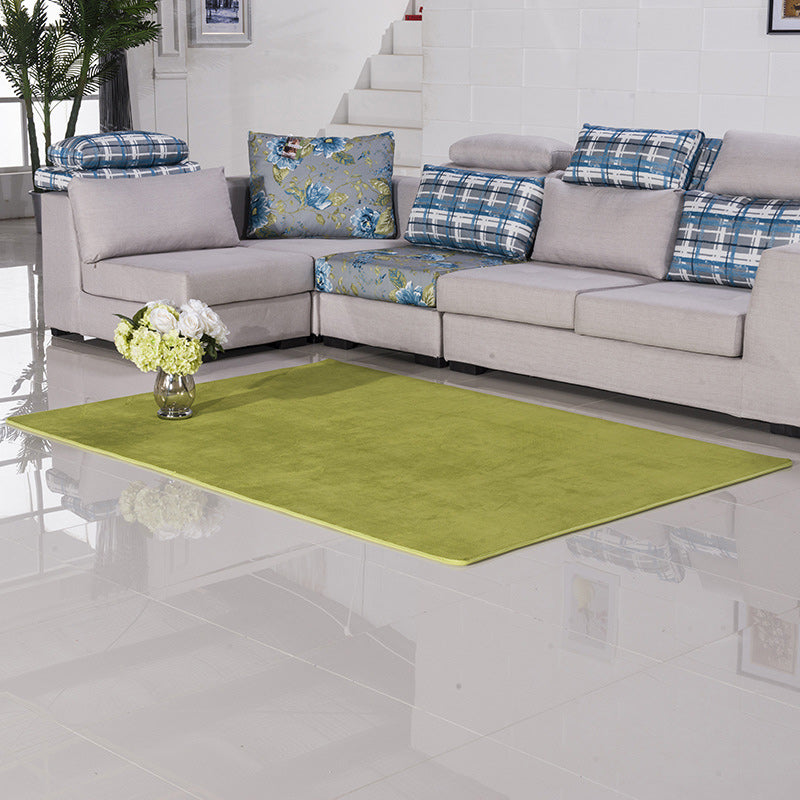 Stornfield | Casual Living Room Rug in Green and Pink Solid Color Pet-Friendly Polyester Rug