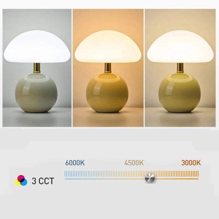 Modern bedside lamp with glass shade, designer LED table lamp for bedroom | Stornfield