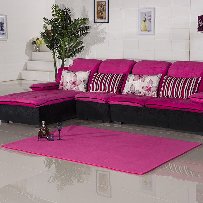 Stornfield | Casual Living Room Rug in Green and Pink Solid Color Pet-Friendly Polyester Rug