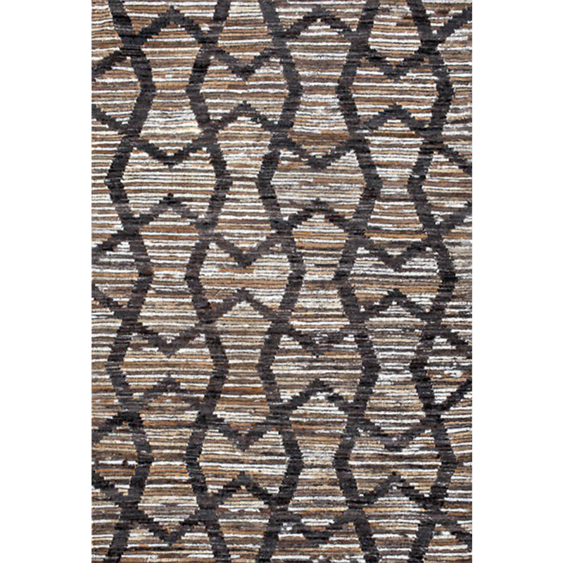 Stornfield | Brown Bedroom Rug Geometric Striped Wave Pattern Polyester Rug Non-slip Carpet