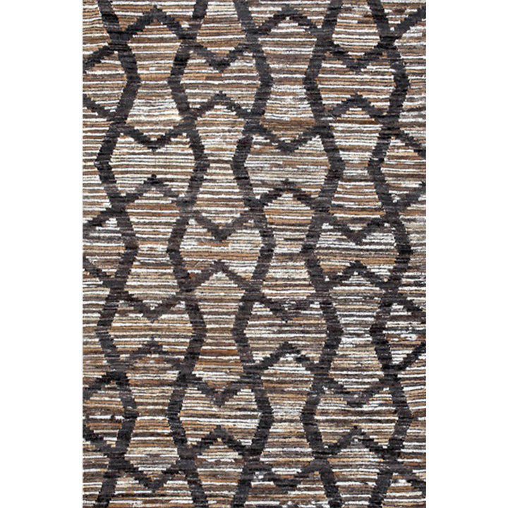 Stornfield | Brown Bedroom Rug Geometric Striped Wave Pattern Polyester Rug Non-slip Carpet