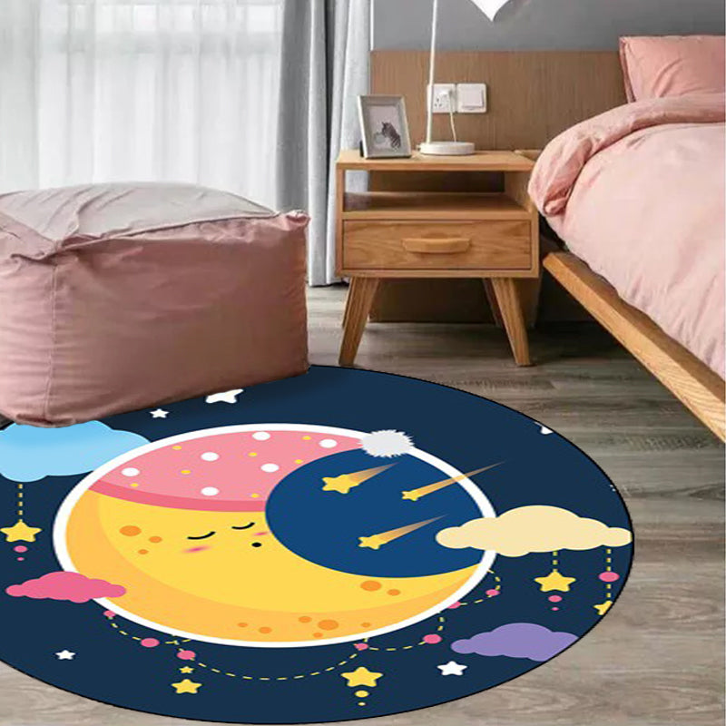 Stornfield | Blue Children's Bedroom Rug Polyester Fairy Tale Moon Stars Pattern Rug
Non-slip rug