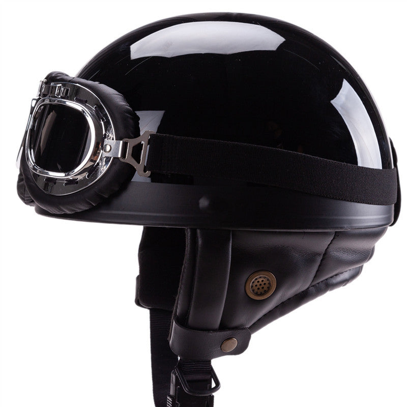 Vintage-Style Open-Face Motorcycle Helmet with Goggles Stornfield