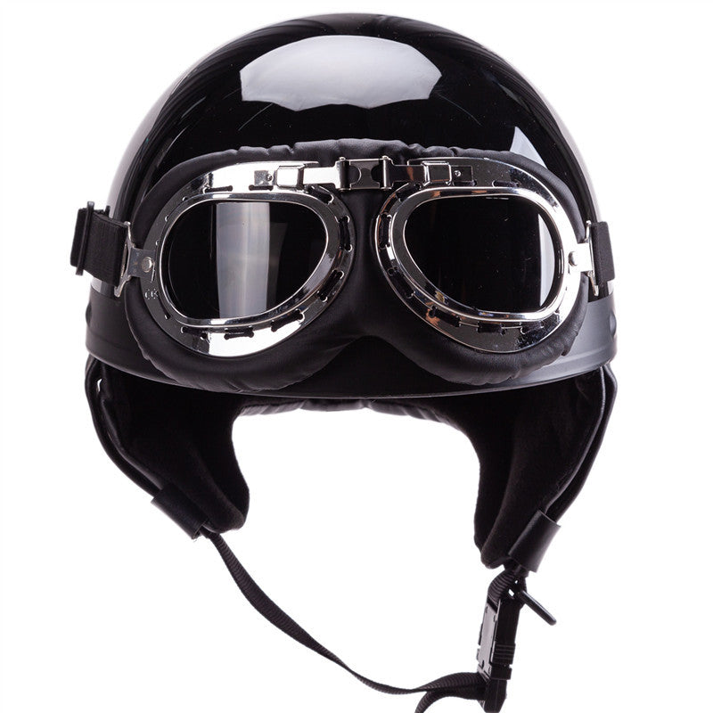 Vintage-Style Open-Face Motorcycle Helmet with Goggles Stornfield