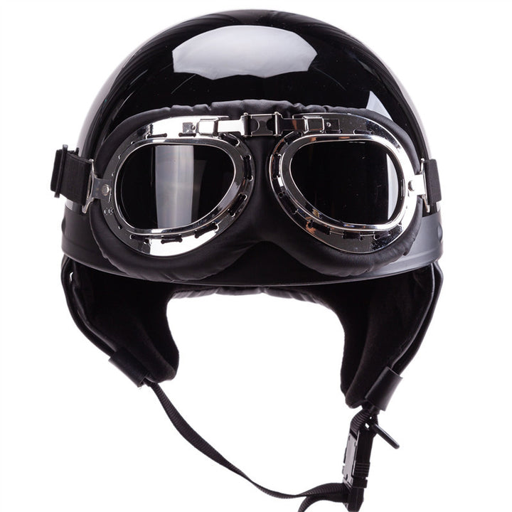 Vintage-Style Open-Face Motorcycle Helmet with Goggles Stornfield