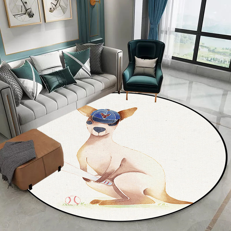 Stornfield | White rug for children's room Kids animal rug Bear dog panda pattern Polyester rug Non-slip