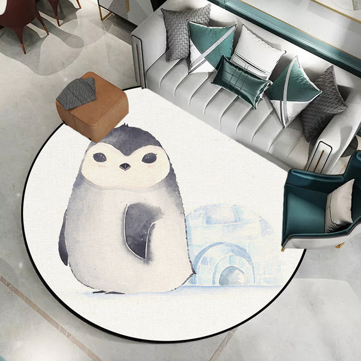 Stornfield | White rug for children's room Kids animal rug Bear dog panda pattern Polyester rug Non-slip