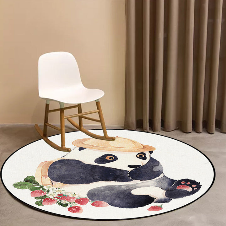 Stornfield | White rug for children's room Kids animal rug Bear dog panda pattern Polyester rug Non-slip