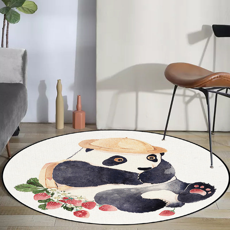 Stornfield | White rug for children's room Kids animal rug Bear dog panda pattern Polyester rug Non-slip