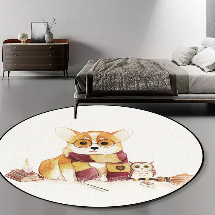 Stornfield | White rug for children's room Kids animal rug Bear dog panda pattern Polyester rug Non-slip