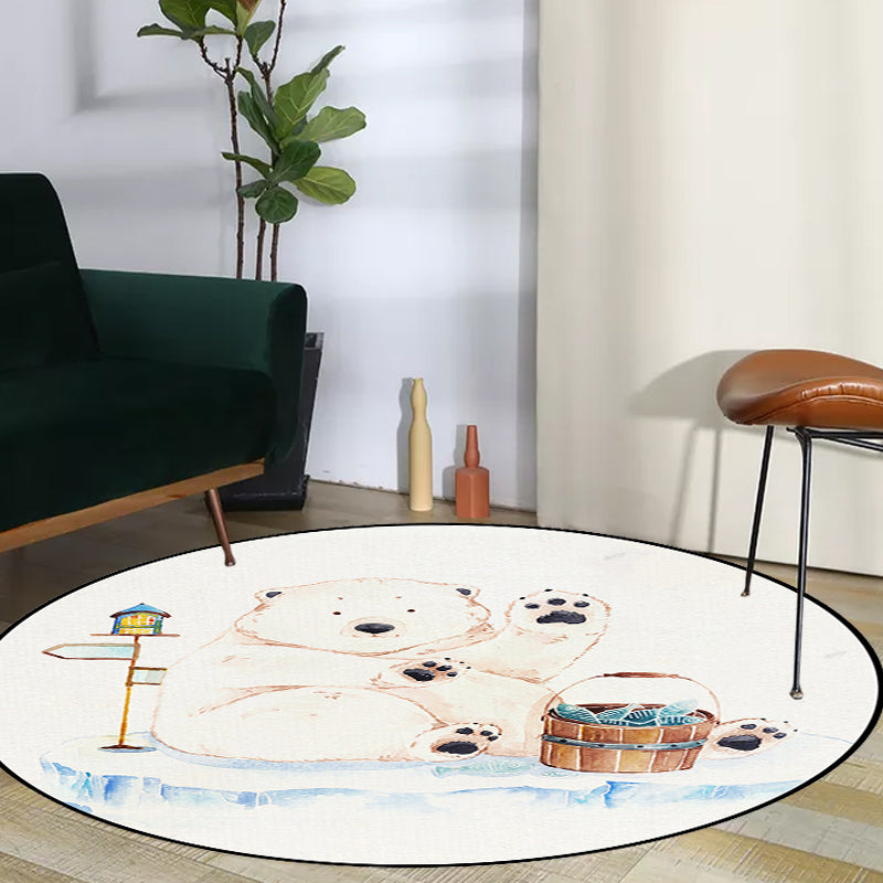 Stornfield | White rug for children's room Kids animal rug Bear dog panda pattern Polyester rug Non-slip