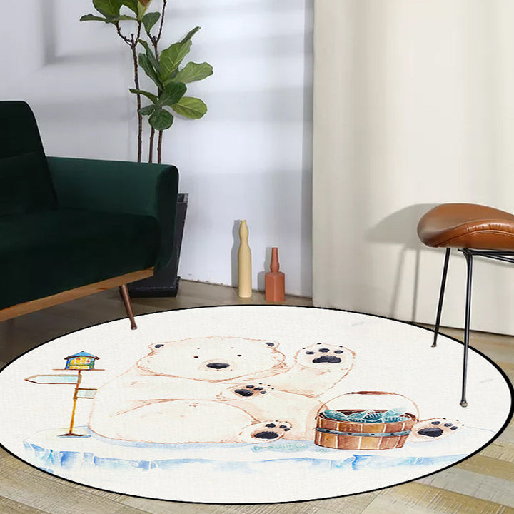 Stornfield | White rug for children's room Kids animal rug Bear dog panda pattern Polyester rug Non-slip