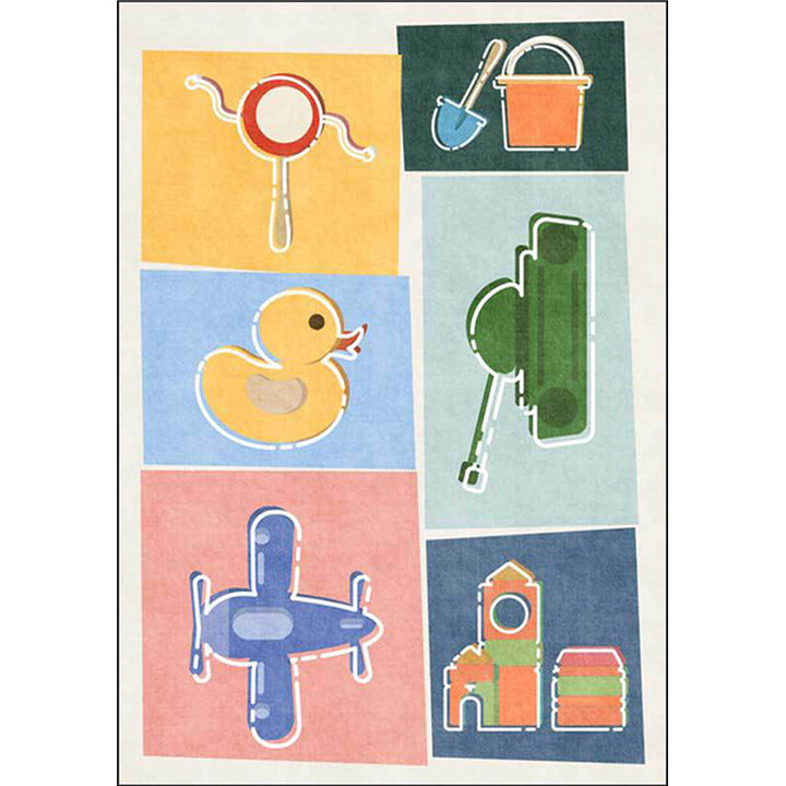 Stornfield | Unique Children's Rug Colorful Cars and Roads Duck Pattern Carpet Airplane Polyester Rug Pet-Friendly Rug for Kids' Bedroom