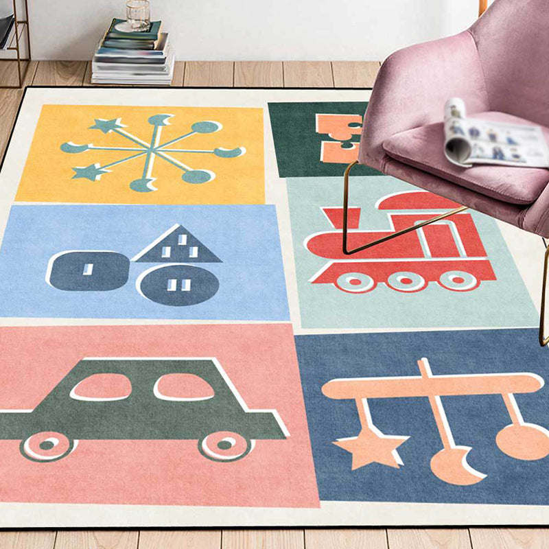Stornfield | Unique Children's Rug Colorful Cars and Roads Duck Pattern Carpet Airplane Polyester Rug Pet-Friendly Rug for Kids' Bedroom