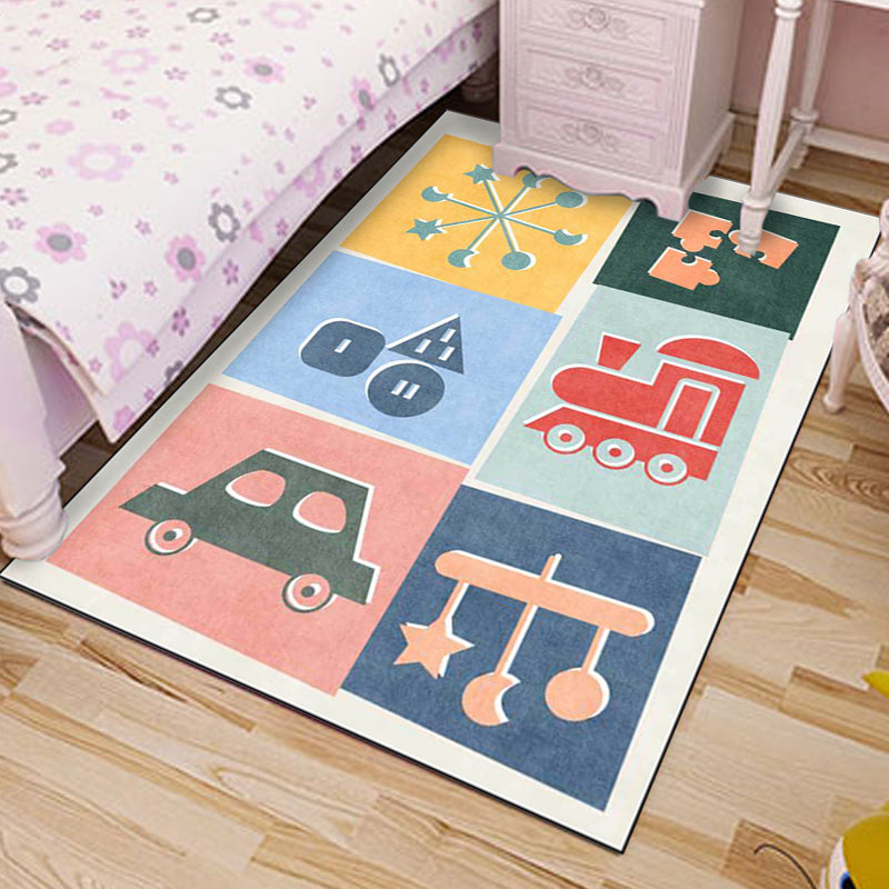 Stornfield | Unique Children's Rug Colorful Cars and Roads Duck Pattern Carpet Airplane Polyester Rug Pet-Friendly Rug for Kids' Bedroom