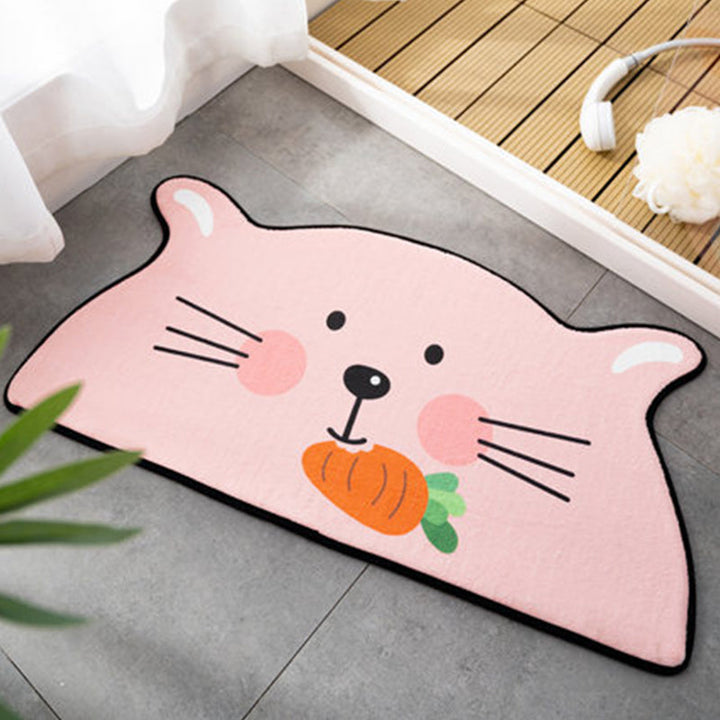 Stornfield | Irregular orange and pink shaded tiger fox animal print children's rug Non-slip polyester rug for children's bedrooms
