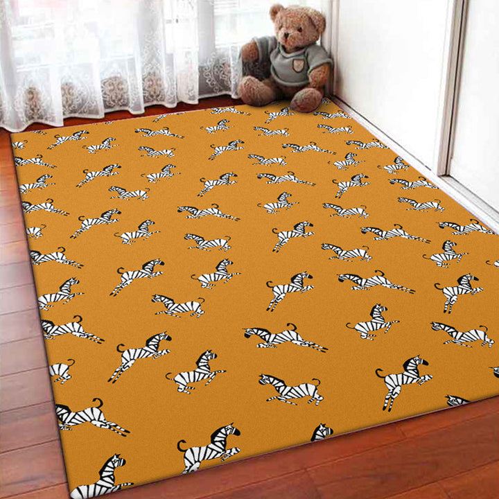 Stornfield | Orange Children's Rug Zebra Animal Print Polyester Stain Resistant Carpet